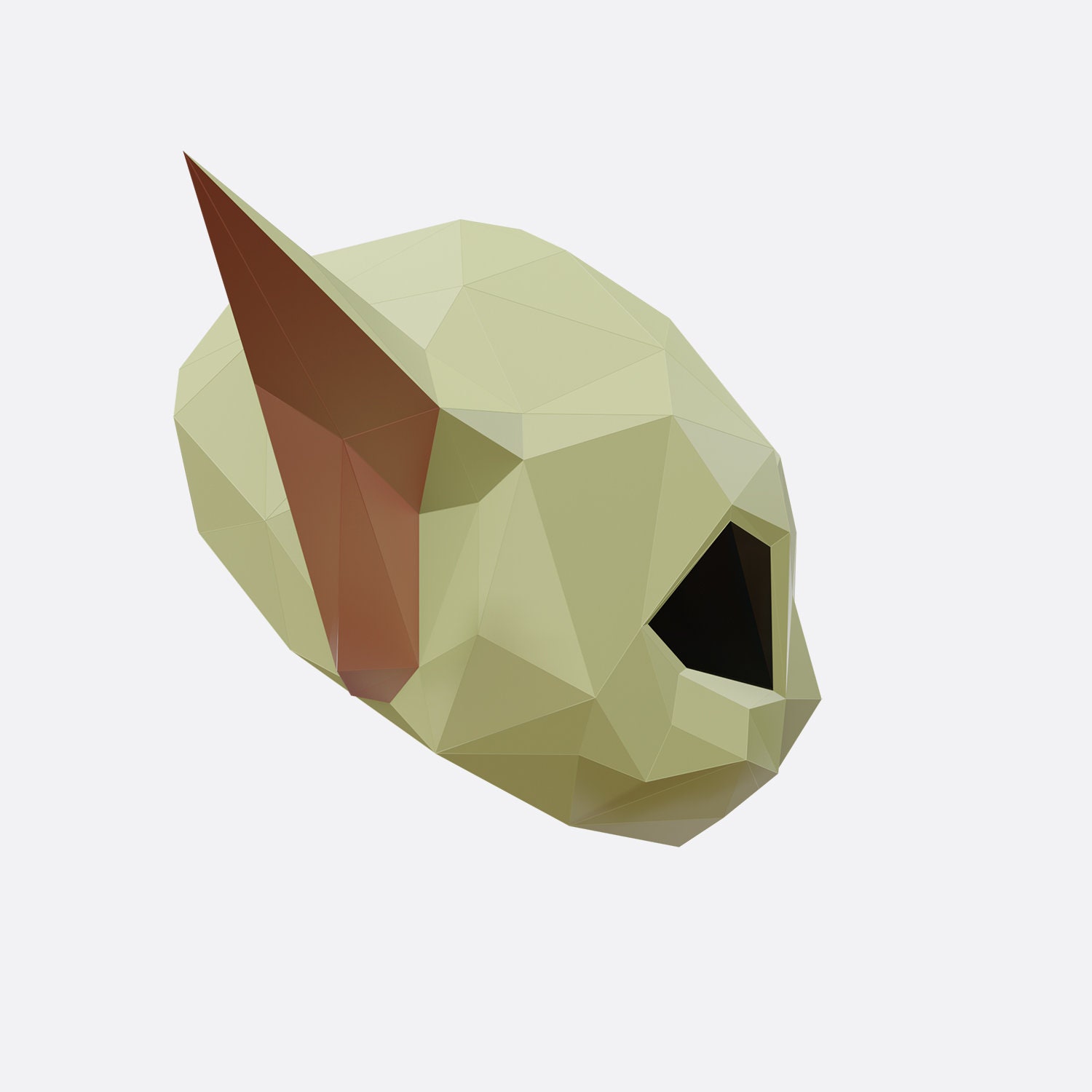 Baby Yoda Mask, Paper Craft Template, Halloween Mask, Low Poly Yod