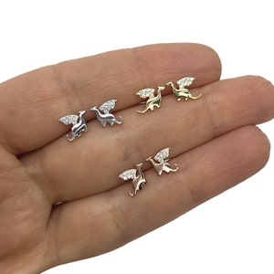 Sterling Silver Dragon studs, CZ studs,Tiny studs,Dragon earrings, Dragon jewelry, Dragon studs,Kids earrings,Dainty studs,Rose gold studs