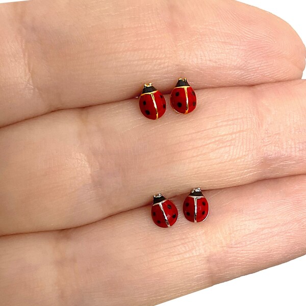 Sterling silver miraculous ladybug earrings Clearance
