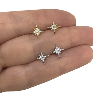 North Star stud earrings , Sterling Silver Star earrings, Star earrings,  Star studs, Starburst  earrings, North Star earrings, North star