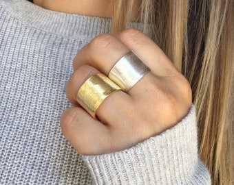 Modern Rings For Women Large Ring Ladies Rings Silver Ring Statement Ring Gold Cocktail Chunky Ring Wide Band Ring