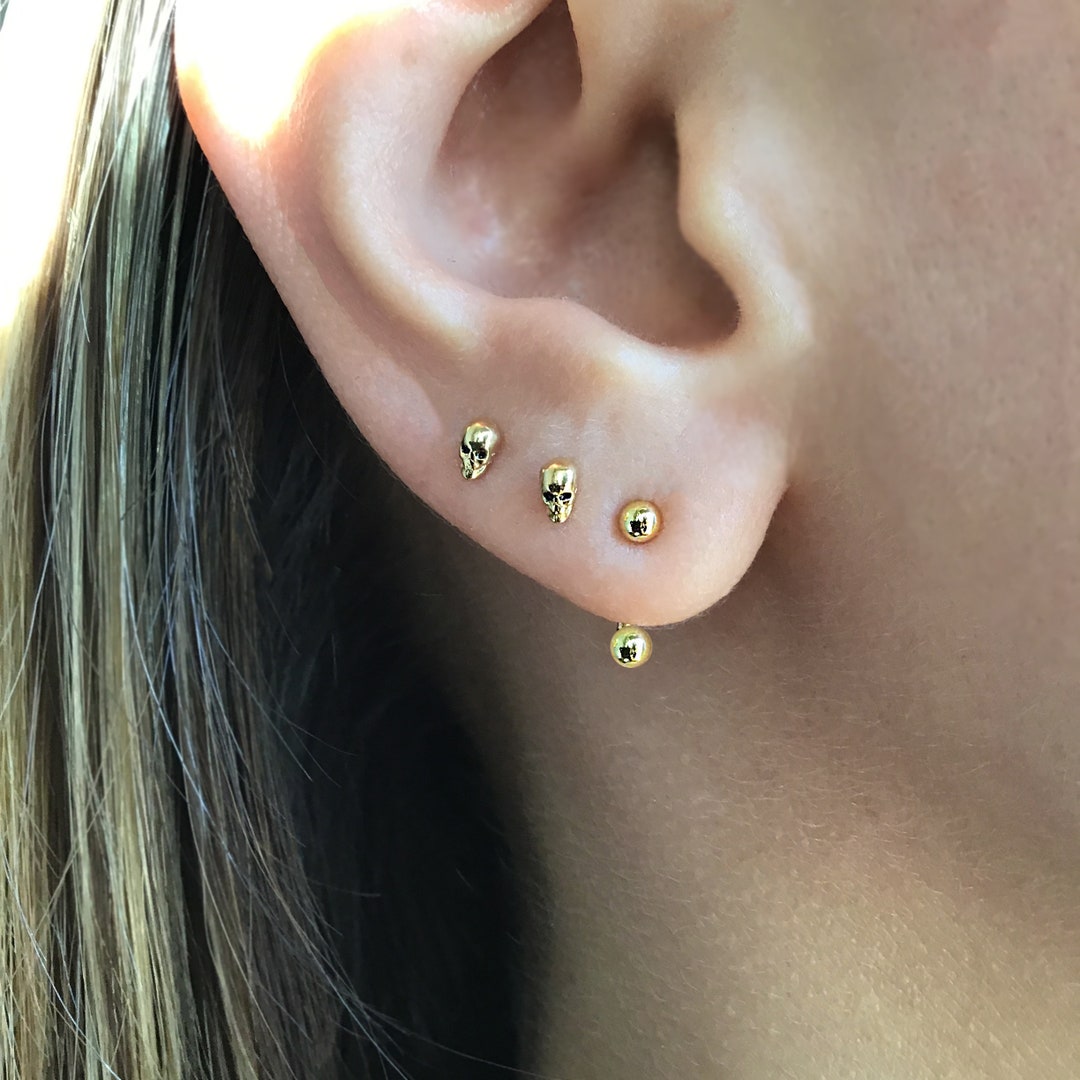 Sterling Silver Ball Stud Ear Jacket Ear Jacket Earrings Etsy