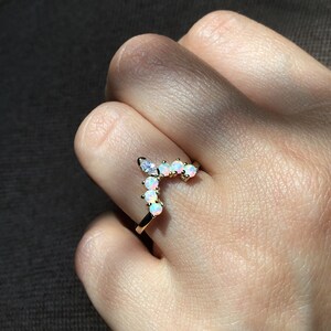 Curved White Opal Ring Opal Stackable Ring White Opal Ring - Etsy