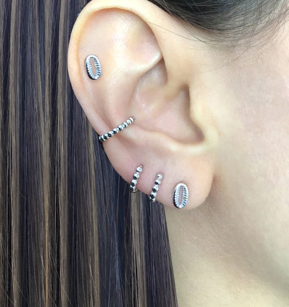 Sterling Silver Cowrie Shell Stud Earrings Cowrie Earrings