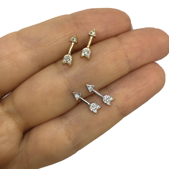 Fashion Piercing Stud Earrings Zircon Crystal Small Arrow through Heart  Earring for Women Teen Party Charms Simple Ear Jewelry