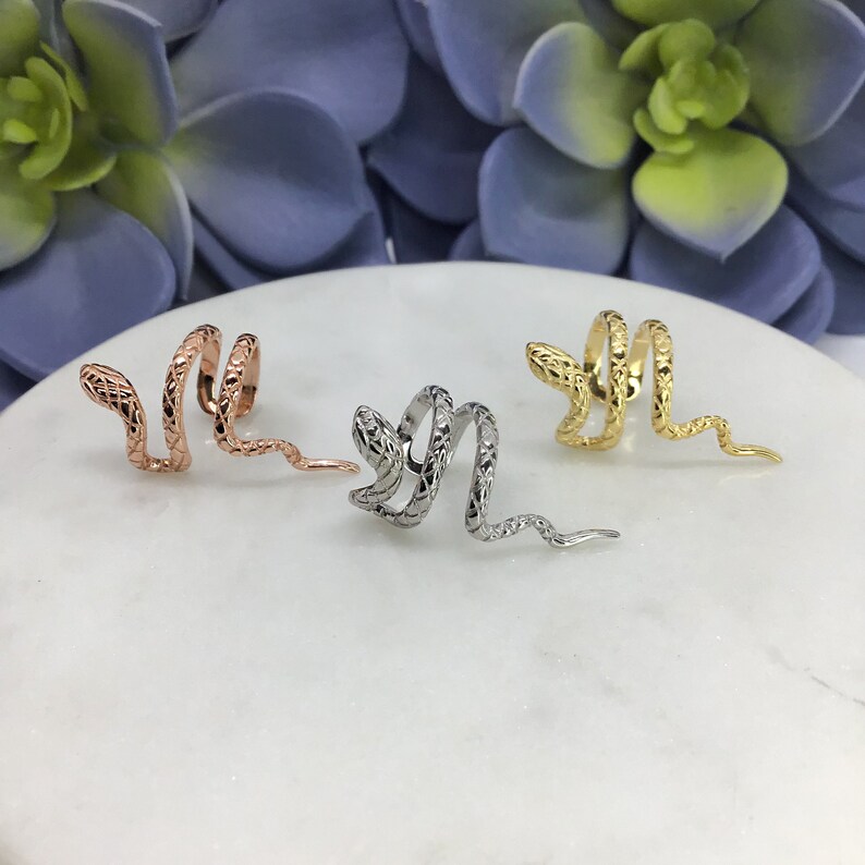 Sterling Silver Snake Ear Cuff No Piercing Ear Cuff Fake Etsy Canada