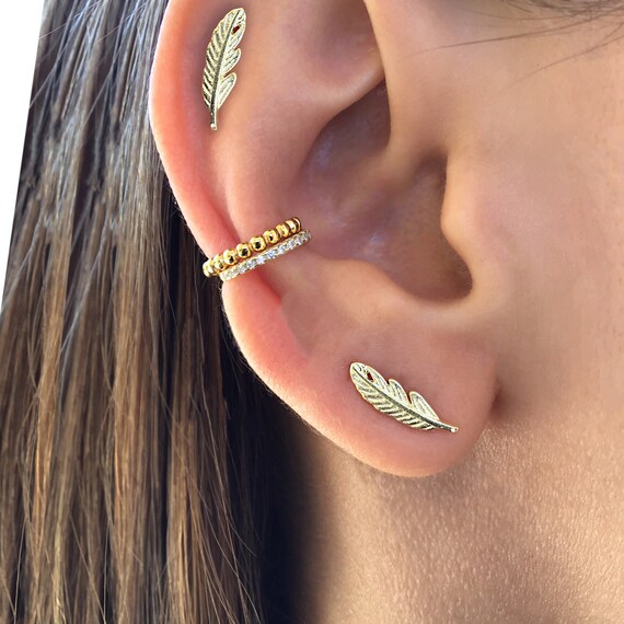 Sterling Silver Feather Earring Feather Studs Dainty Studs