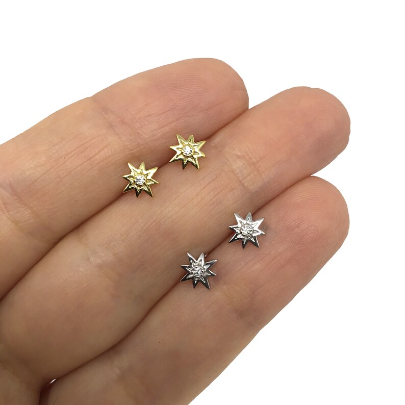 Starburst Stud Earrings Sterling Silver Star Earrings Star Etsy