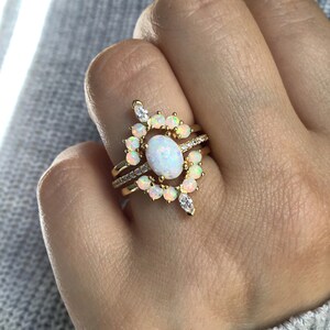 Set of 3 Rings, Opal Rings, Opal Stackable Rings, White Opal Jewelry ...