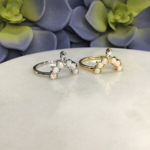 Curved White Opal Ring Opal Stackable Ring White Opal Ring - Etsy