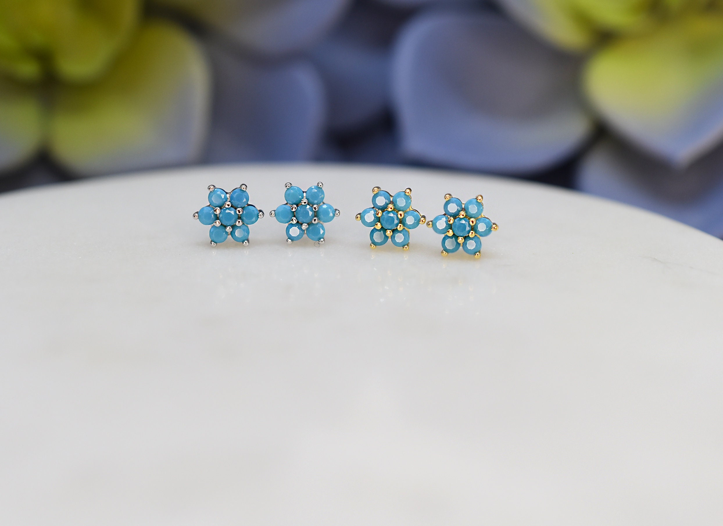 Turquoise flower cheap stud earrings