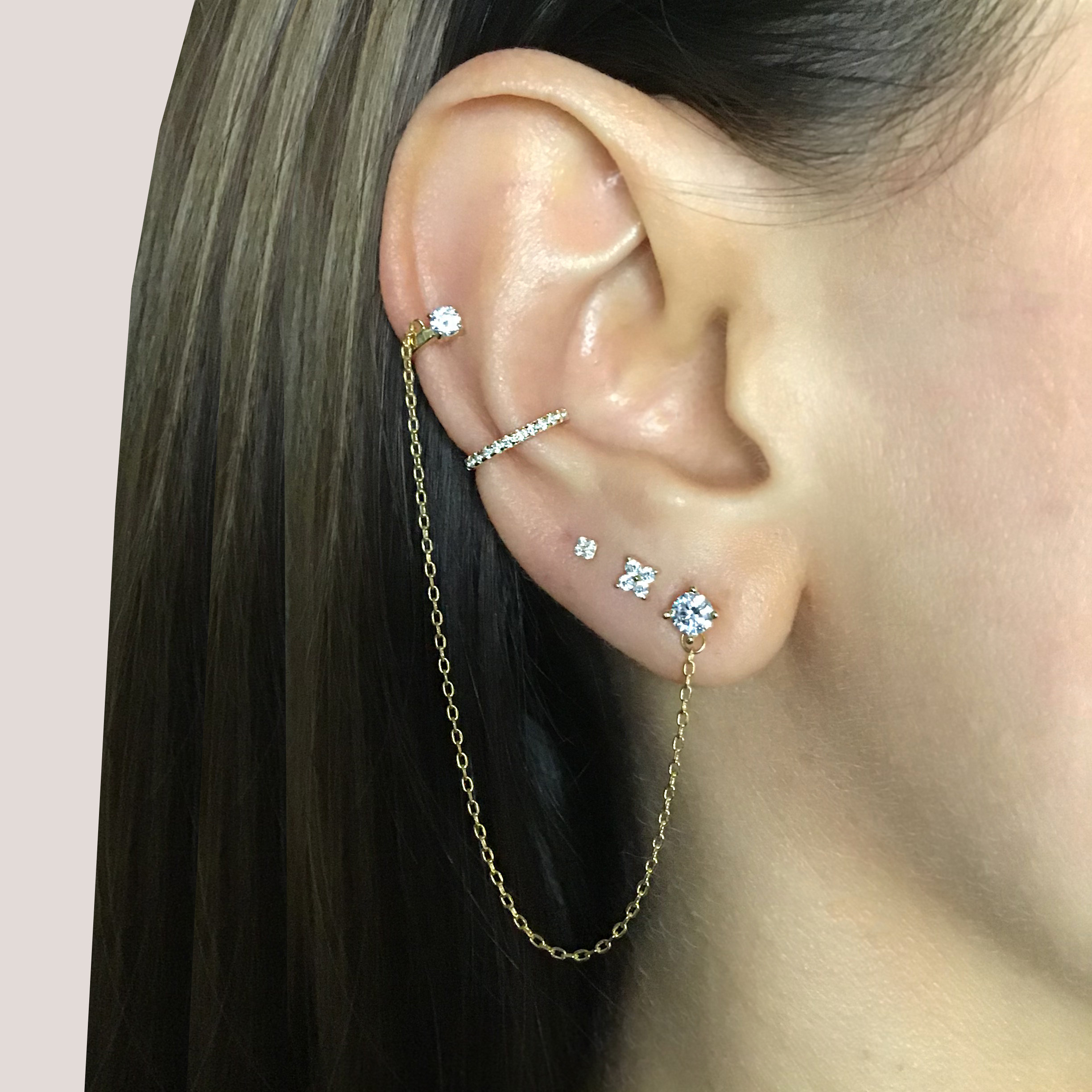 Fake cuff earrings cheap with chain
