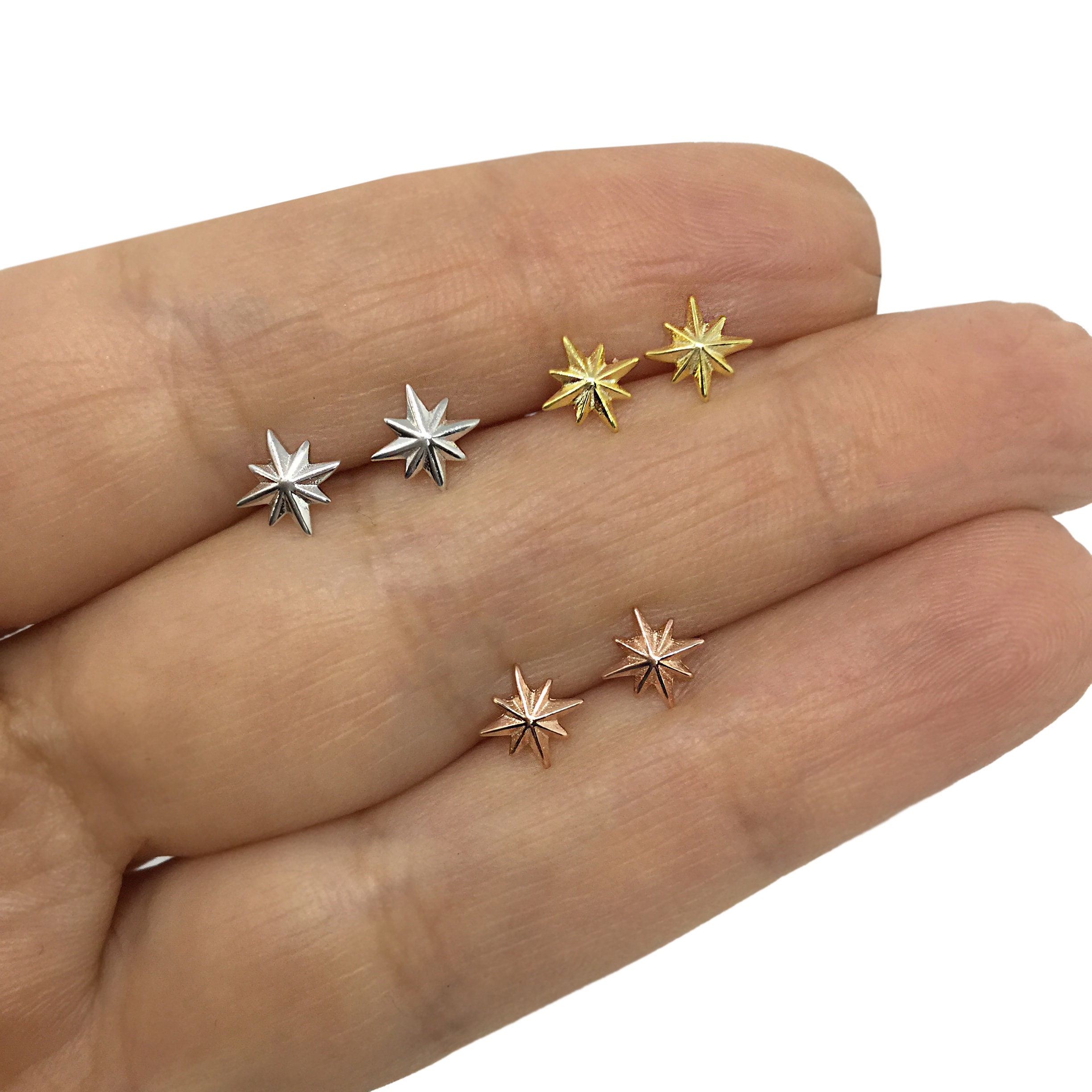 9ct Gold Star Hoop Earrings | Posh Totty Designs