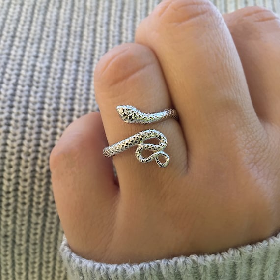 Snake Ring Boho Jewellery Serpent Ring. Sterling Silver Ring Snake wrap around ring Adjustable Rings Snake Rings