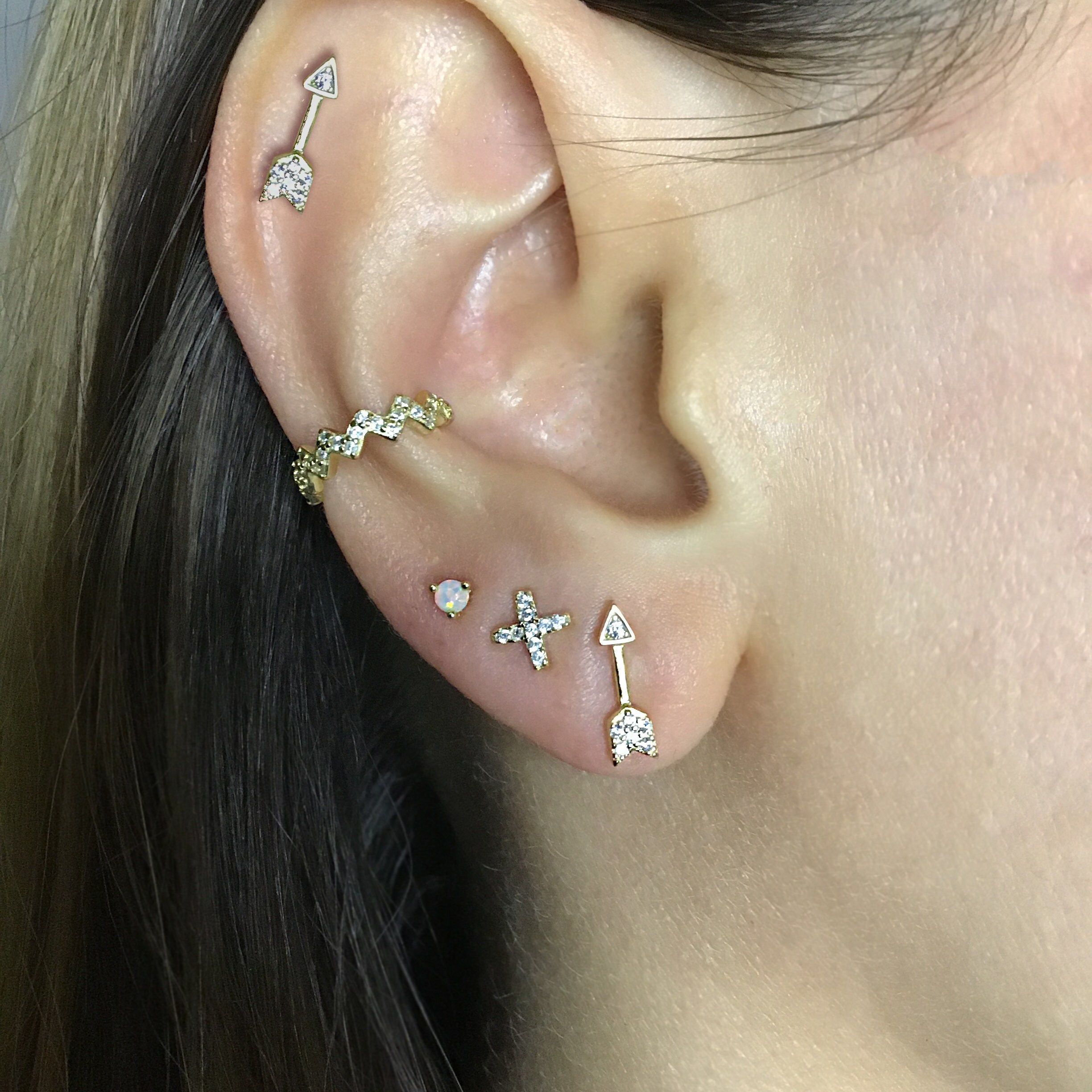 Gold White Topaz Arrow Ear Cuff Earrings | Handmade Gemstone Jewellery |  Embers – EmbersJewellery