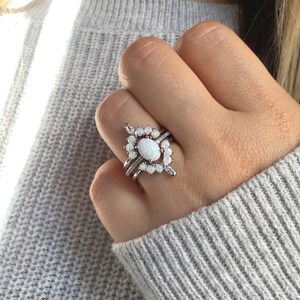 Set of 3 Rings, Opal Rings, Opal Stackable Rings, White Opal Jewelry ...