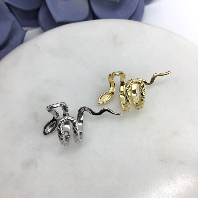 Sterling Silver Snake Ear Cuff No Piercing Ear Cuff Fake Etsy Australia