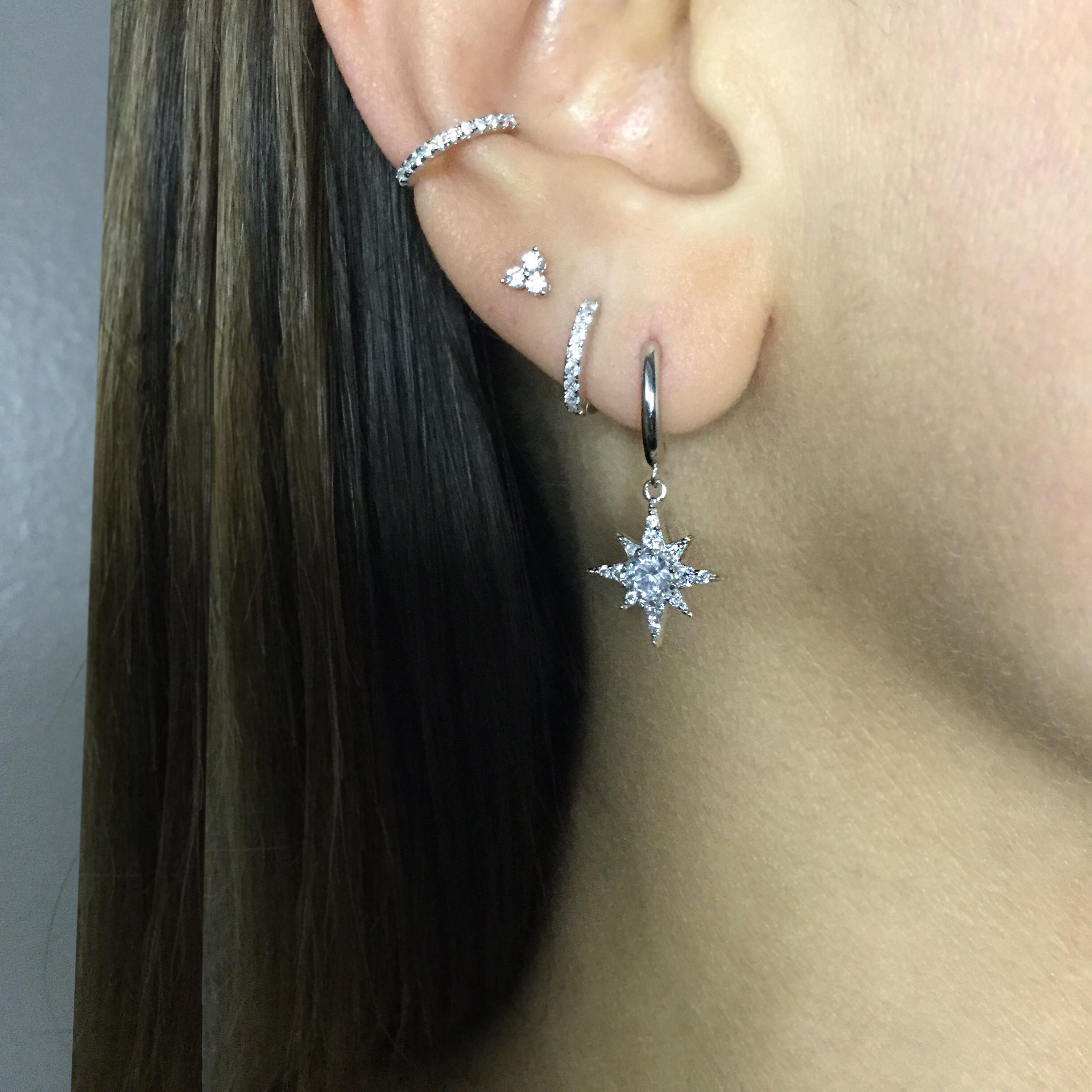 Cohan CZ Hoop Star Earrings | Sterling Silver | Boho Betty Jewellery