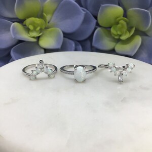Set of 3 Rings, Opal Rings, Opal Stackable Rings, White Opal Jewelry ...