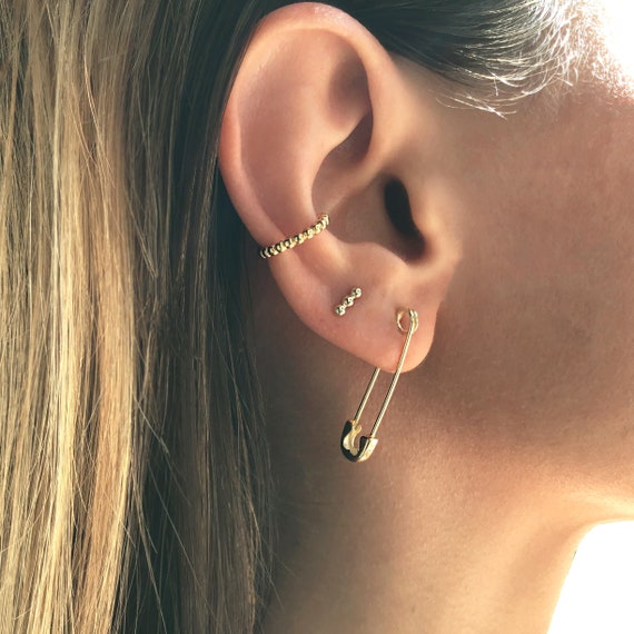 Safety pin silver clearance earrings