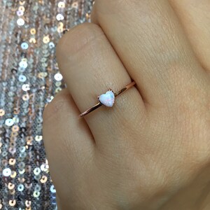 Opal Heart  ring, Heart Opal ring, Dainty Opal ring, Gold dainty ring, stackable ring, engagement ring, promise ring, Heart ring, rose gold