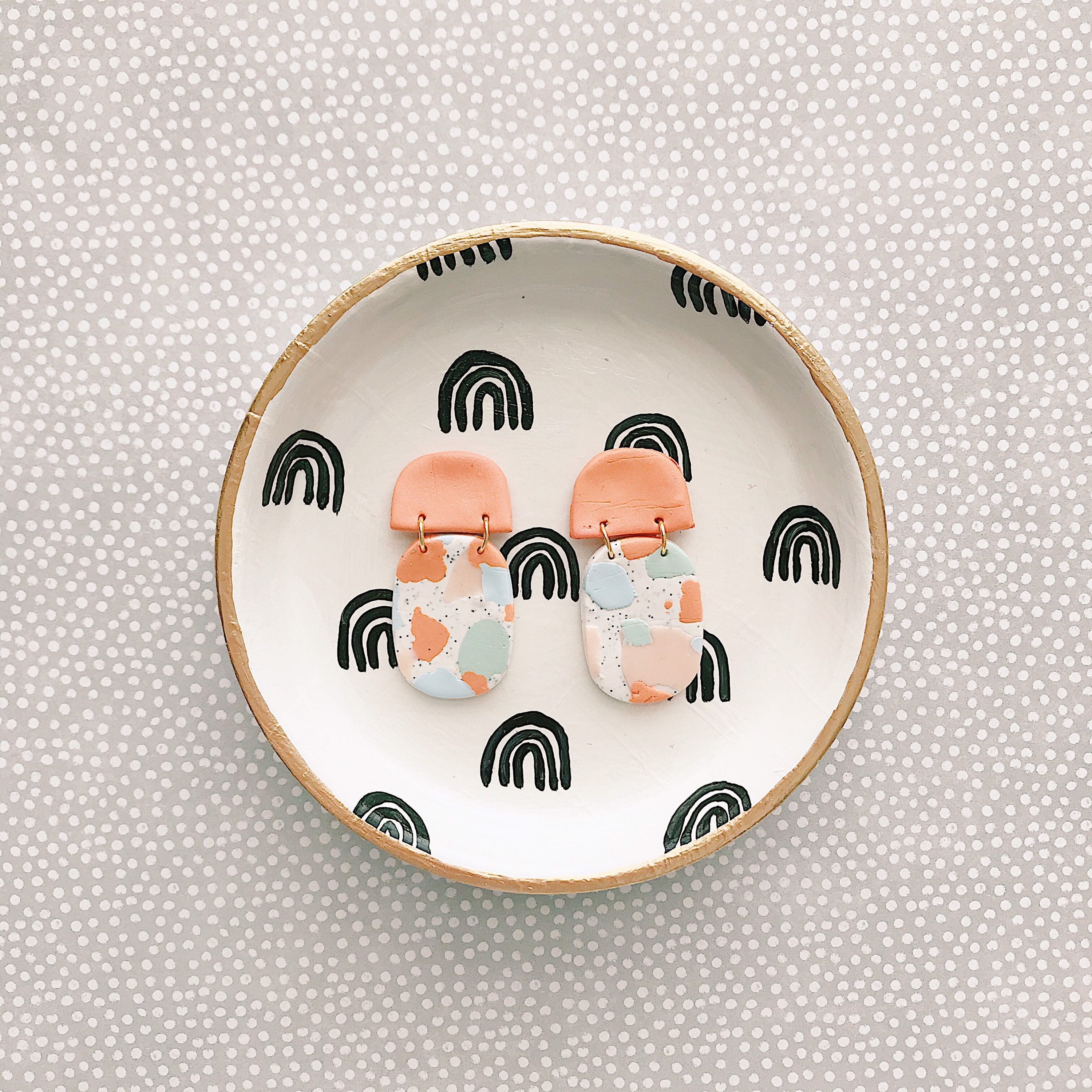 Black Rainbow Handpainted Trinket Tray Jewelry trinket tray Etsy