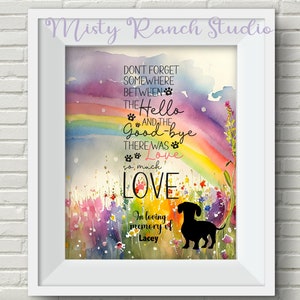 Dog Cat Pet Memorial Print &quot;Don&#39;t Forget&quot; 8X10 Personalized UNFRAMED In Memory of Lost Pet Rainbow Bridge