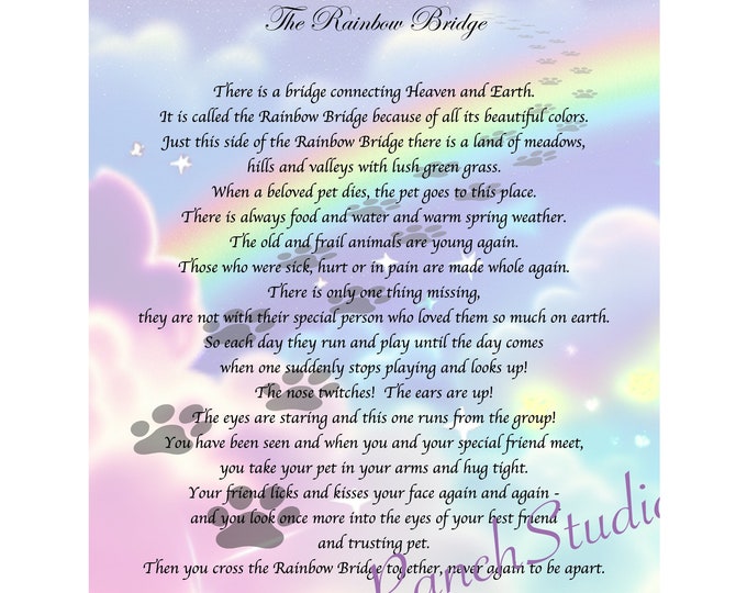 Rainbow Bridge Poem Digital Print Pet Loss Memorial Print Sympathy Rainbow Bridge Poem Digital Print Pet Loss Memorial Print Sympathy