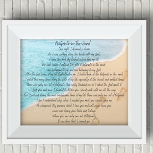 Footprints in the Sand Poem UNFRAMED Art Print Wall Decor Jesus Christian Religious