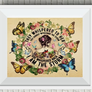  Butterfly Girl Suicide Prevention I Am The Storm She Whispered  Back Art Canvas Poster (Wrapped Canvas Frame, 11x14) : Hogar y Cocina