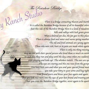 DIGITAL Printable rainbow Bridge CAT Poem, Memorial Poem, Sublimation ...