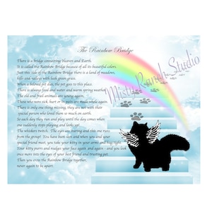 DIGITAL Printable "rainbow Bridge" CAT Poem, Memorial Poem, Sublimation ...