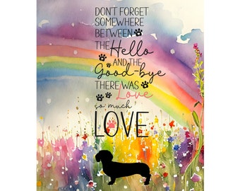 DIGITAL Printable "Don't Forget" DACHSHUND Dog Pet Memorial Poem, Sublimation, Digital Design, 300DPI,  Png Jpeg, Instant Download, Gift