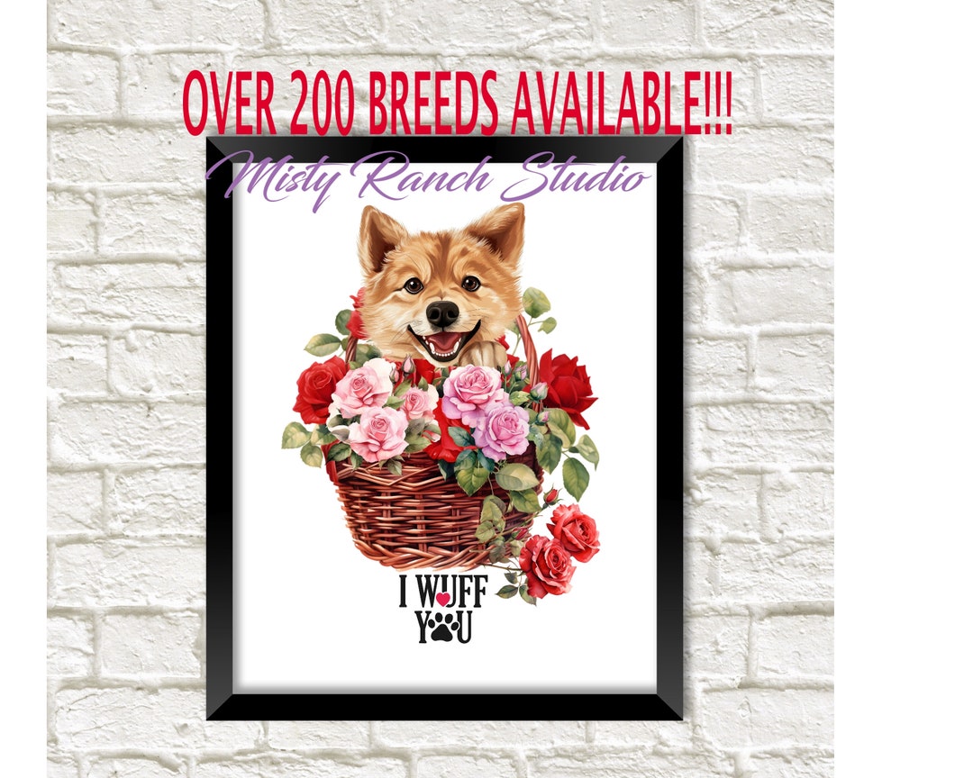 I WUFF YOU Your Dog Breed Love Bucket Roses Unframed Wall Art Print ...