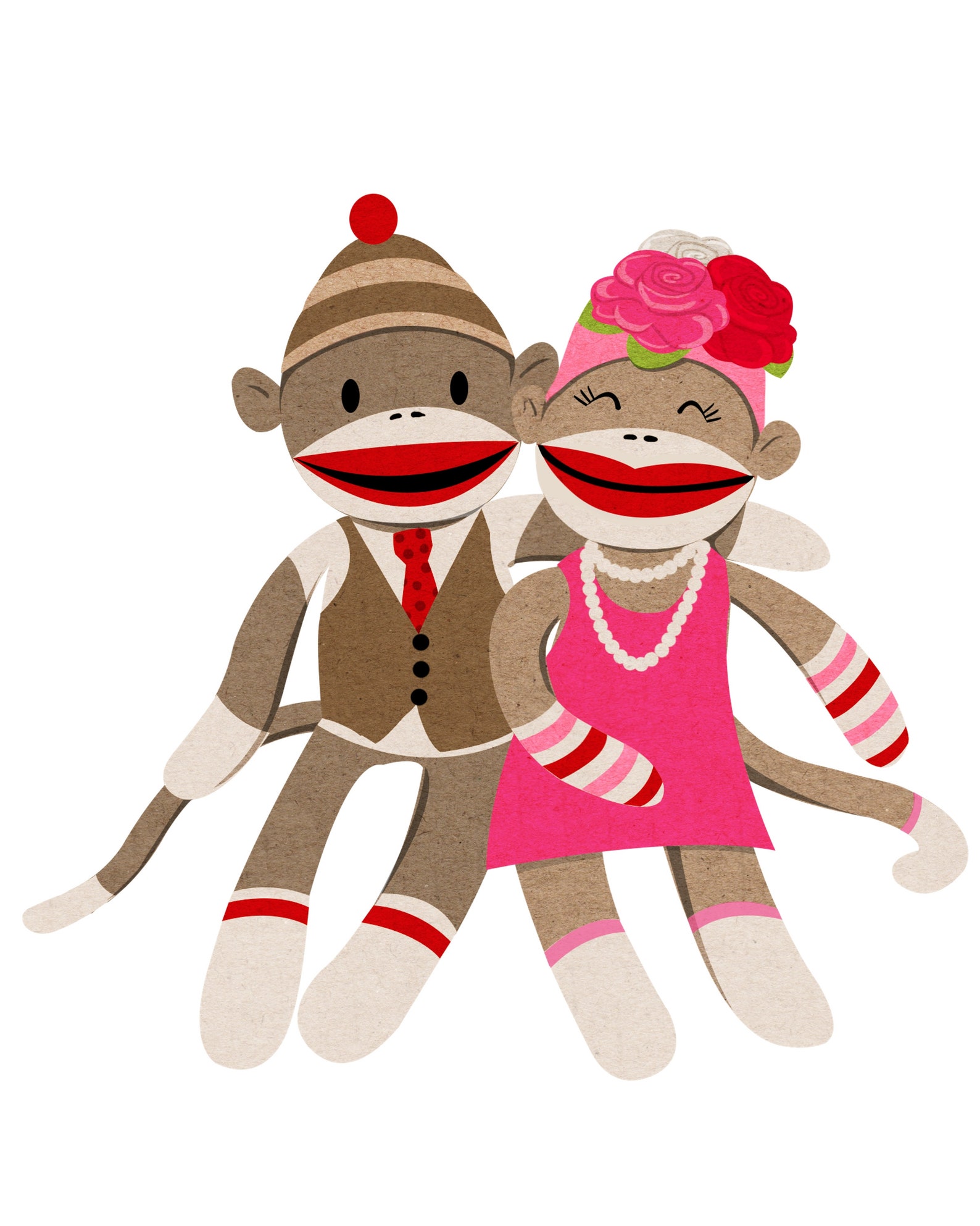 Set of 3 Sock Monkey Unframed Wall Art Prints for Etsy