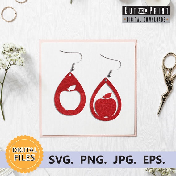 Download Apple Earrings Template Apple Svg Eps Png Teachers Earring Etsy