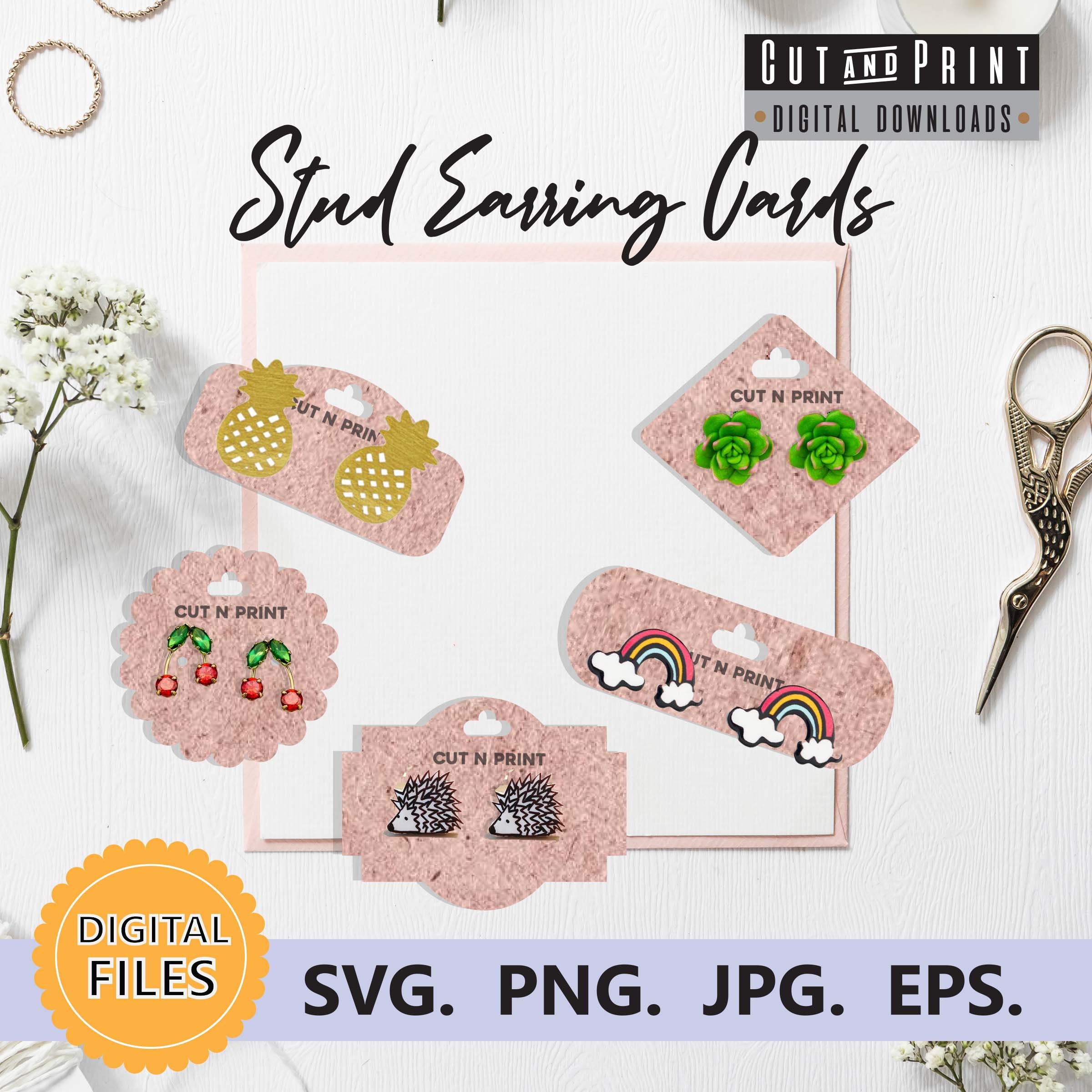 Custom Jewelry Display Card, Editable Earring Card Template, Mid