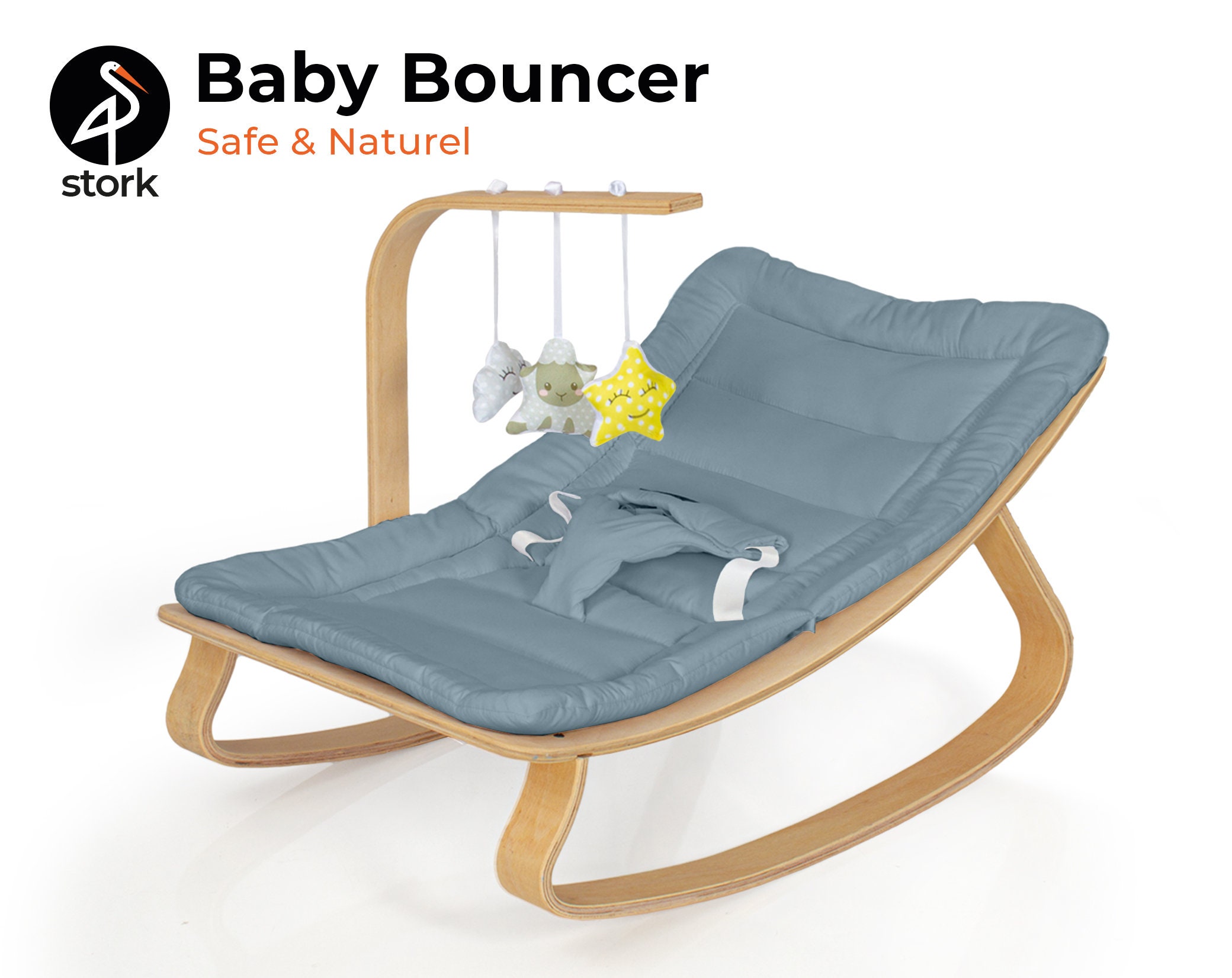 Handgemachte natürliche Holz Baby Schaukelstuhl mit GYM blau | Etsy