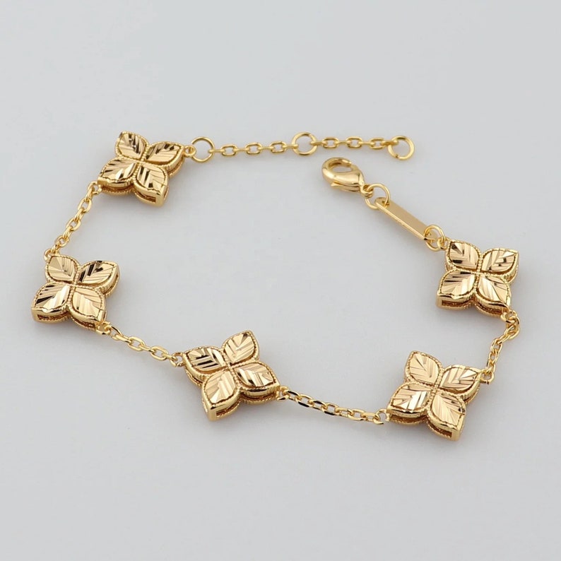 Four leaf clover bracelet - stainless steel bracelet flower bracelet 18k gold plated clover necklace clover earrings 