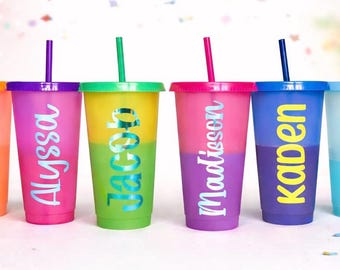 Personalized 24oz Color Changing Cold Cup: Party Favor. Fun Cups for Summer. Back to school gifts.