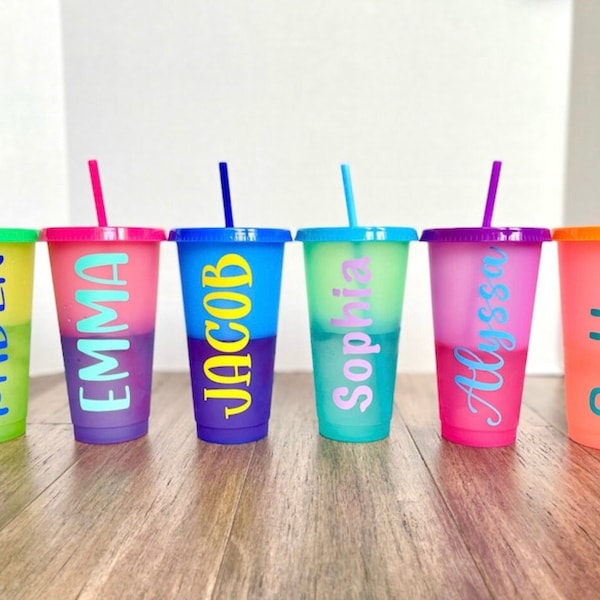 Personalized Color Changing 24oz cold cups, Party favors cups, summer cups. Easter gifts for kids. (Set #2)
