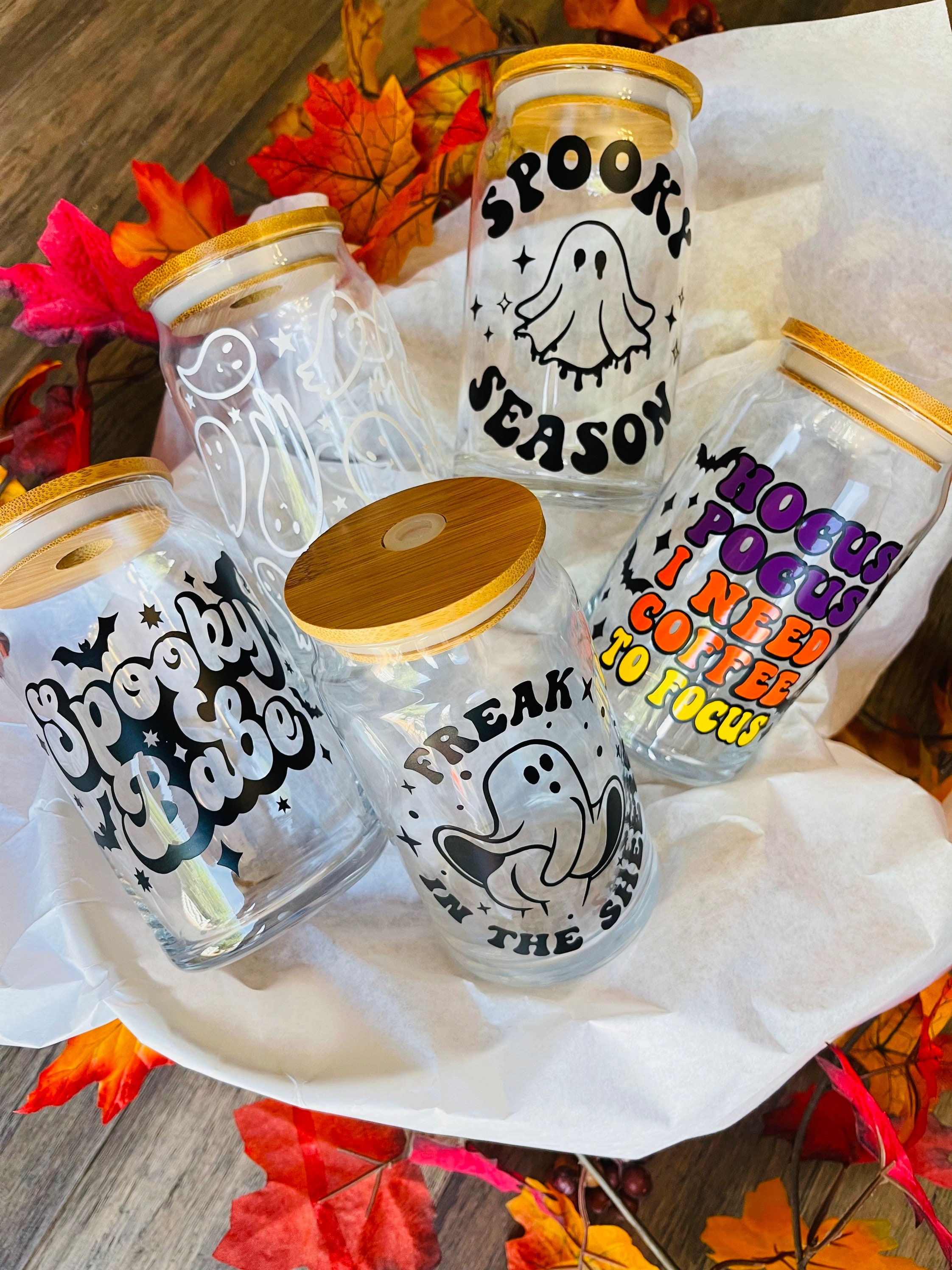 16oz Pretty Paranormal Iced Coffee Glass Can, Halloween Tumbler, Gift For  Her, Halloween Mug with Bamboo Lid & Straw #100060 Sayers & Co.