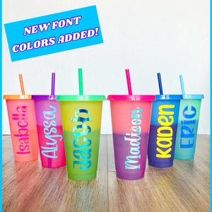 Personalized Color Changing 24oz cold cups, Party favors cups, summer cups. Valentines Day cups, Easter cups.