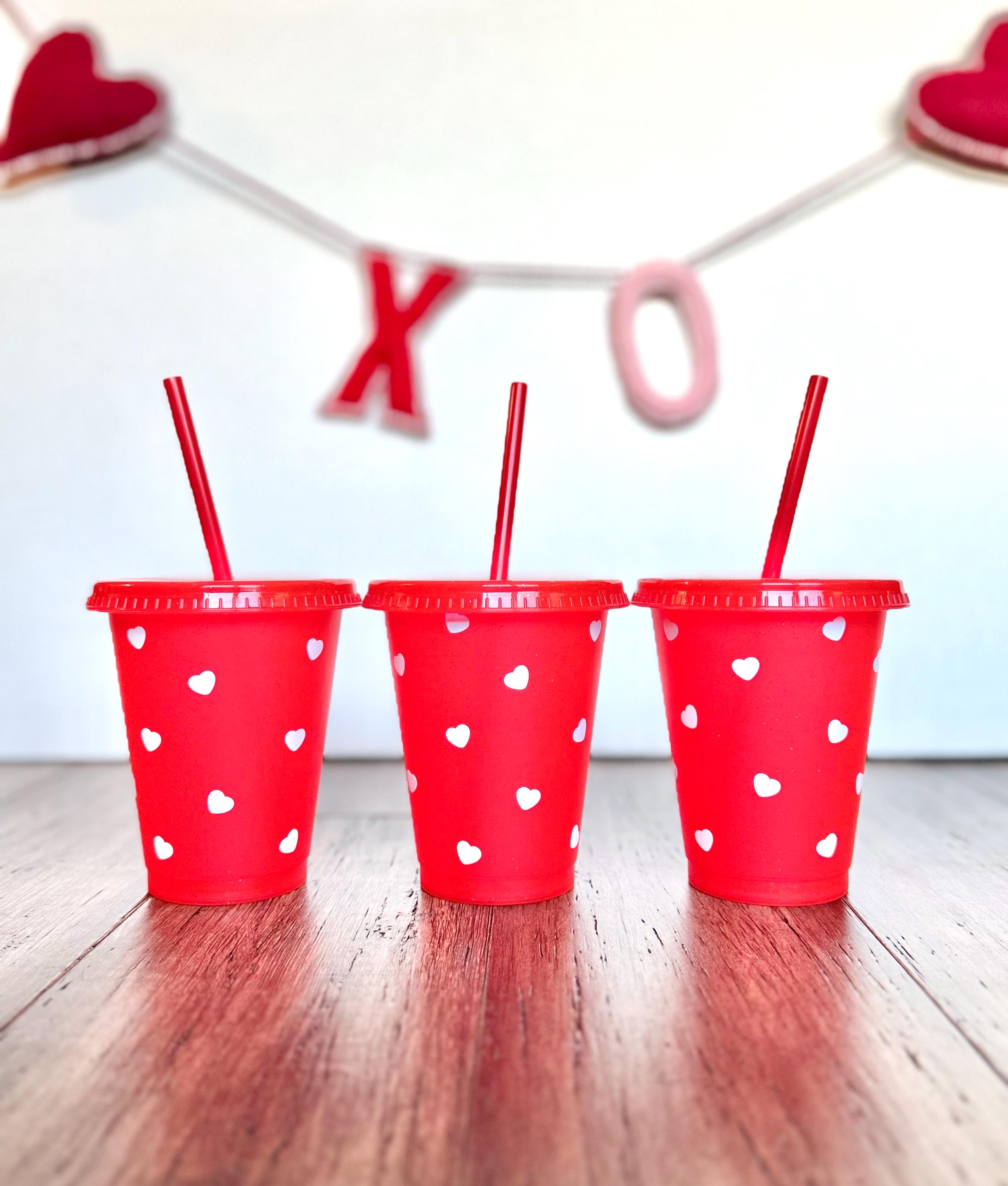 Personalized Valentine's Day Cups: 16oz Party Favor Cups With Straws - Etsy