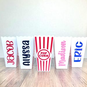 Personalized Popcorn Party Containers, Carnival/ Circus party theme,  popcorn boxes, Classic popcorn cups for kids, Party favors.