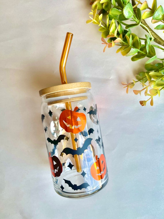 Glitter Pumpkin Iced Coffee Cup With Lid and Straw. Spooky Season Iced  Coffee Tumbler. Halloween Beer Can Glass. Large Halloween Coffee Mug. 