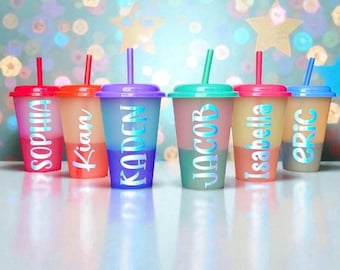 Personalized Color Changing Cup: 12oz Kids Party Favor. Back to school gifts