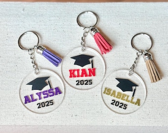 Senior Keychain, Class of 2026, Class of 2027 keychains, gifts for graduating Seniors. Clear, acrylic personalized keychains.