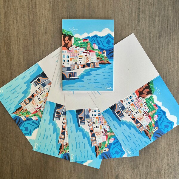 Italy Amalfi Coast Cards / Europe Postcards / Mediterranean Folded Greeting Card