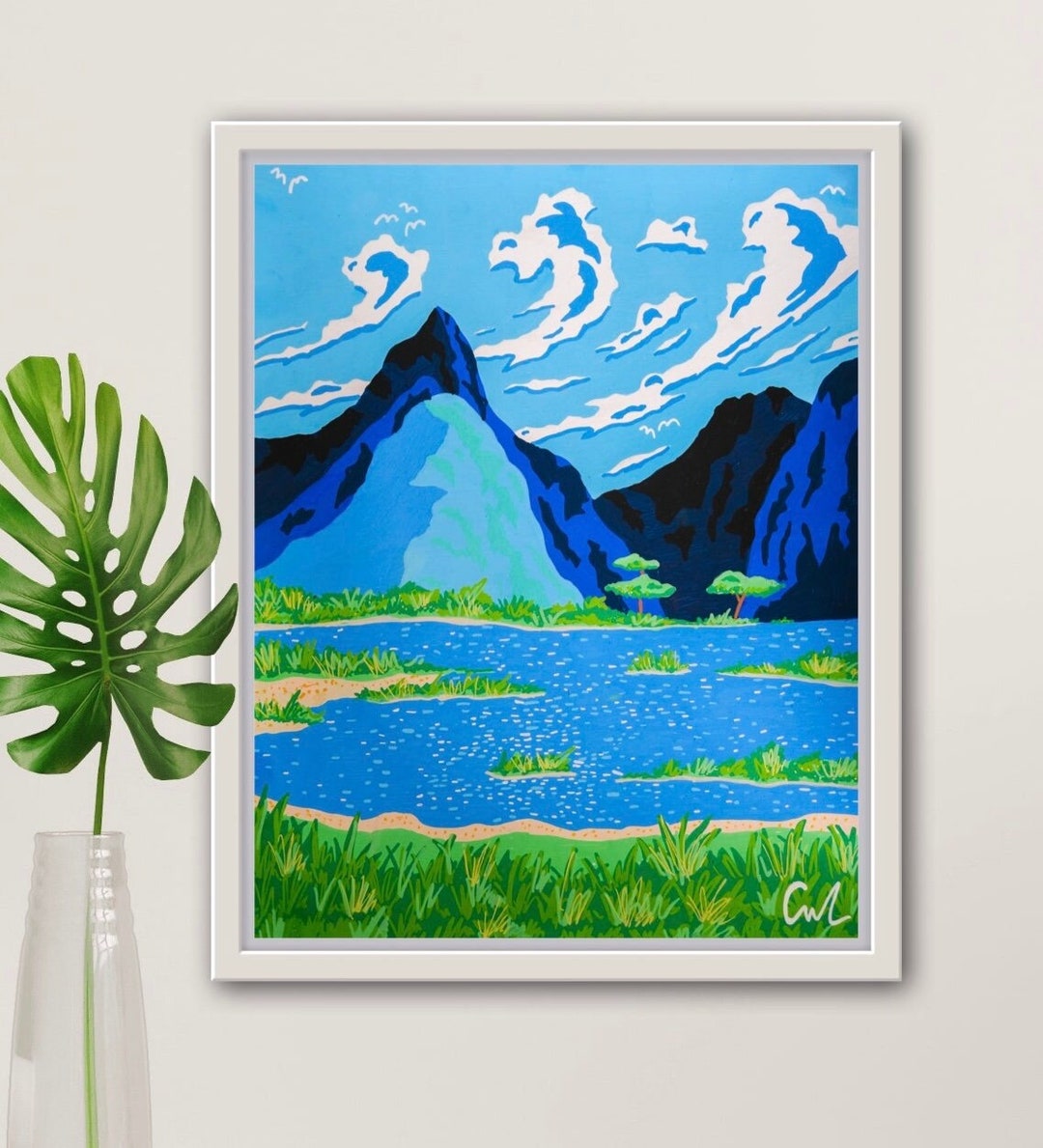 New Zealand Art Print / Milford Sound Travel Artwork / Fjord Etsy
